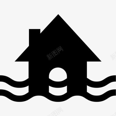 洪水建筑物财产保护图标图标