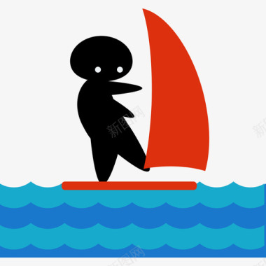 风帆水上运动平板图标图标