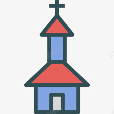 教堂假日8线性颜色图标图标