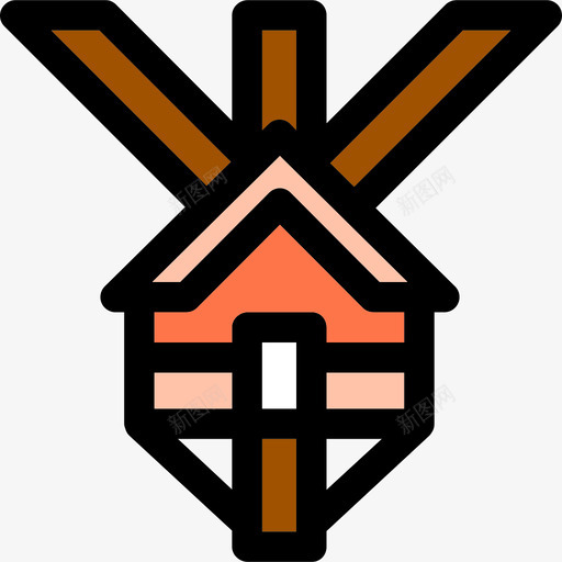 树屋建筑线性颜色的房屋类型图标svg_新图网 https://ixintu.com 卡通树屋 建筑 树屋 线性颜色的房屋类型