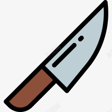 刀野餐和烧烤颜色线性颜色图标图标