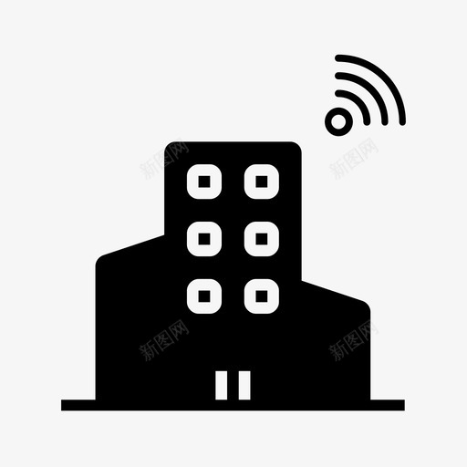 建筑连接网络图标svg_新图网 https://ixintu.com 建筑 智慧城市 网络 连接