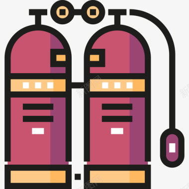 氧气罐酒店2线性颜色图标图标