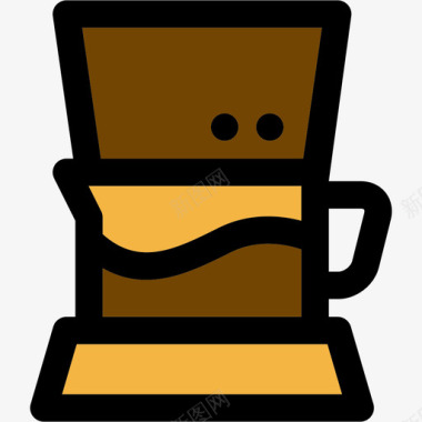 咖啡机彩色厨房用品线性颜色图标图标