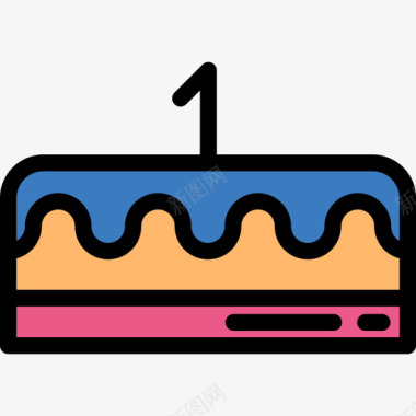 生日蛋糕生日派对系列线性颜色图标图标