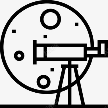 望远镜宇航员和太空直线图标图标