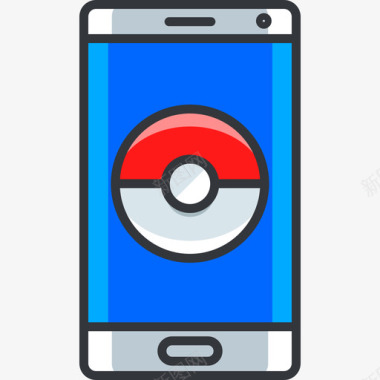 智能手机pokemongo线性颜色图标图标