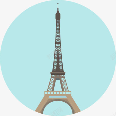 埃菲尔铁塔世界纪念碑圆形平面图标图标