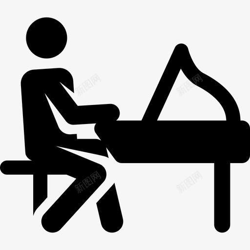 钢琴音乐家人类象形图填充图标svg_新图网 https://ixintu.com 填充 钢琴 音乐家人类象形图