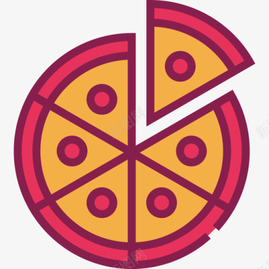 披萨生日派对8原色图标图标
