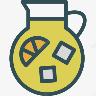 柠檬水厨房4线性颜色图标图标