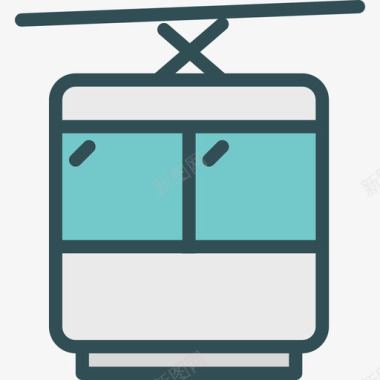 缆车车厢运输2线性颜色图标图标