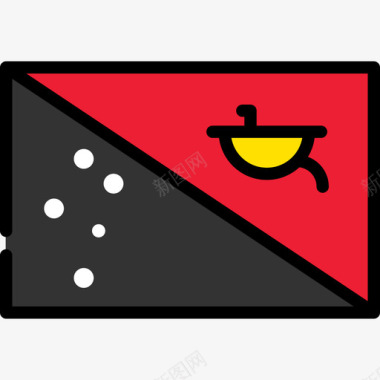 巴布亚新几内亚旗帜收藏长方形图标图标