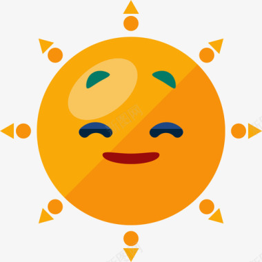 太阳表情符号2平面图标图标