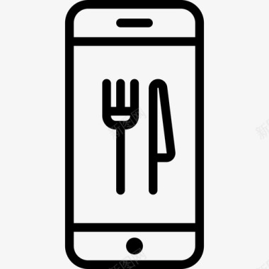 智能手机餐厅元素2线性图标图标