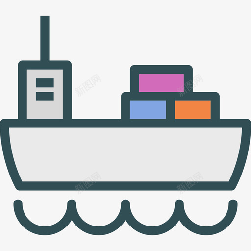 货船运输2线型颜色图标svg_新图网 https://ixintu.com 线型颜色 货船 运输2