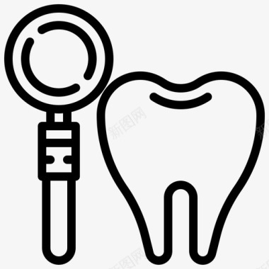 牙科工具牙科元素线图标图标