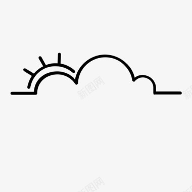 多云有太阳天气天气轮廓图标图标
