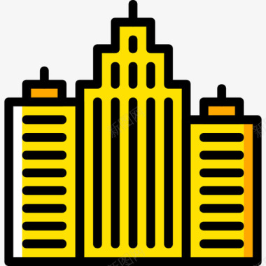 摩天大楼房地产11黄色图标图标