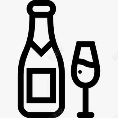 香槟和杯子庆祝饮料图标图标