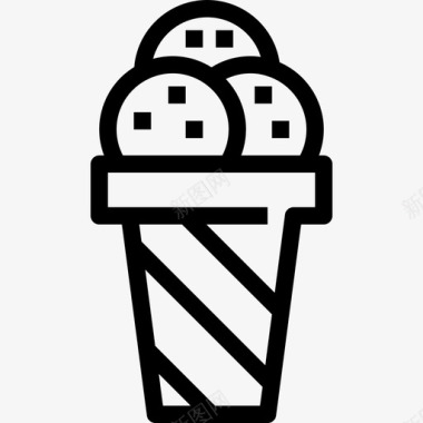 冰淇淋夏季3线性图标图标