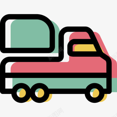 卡车彩色旅游和运输资产图标图标