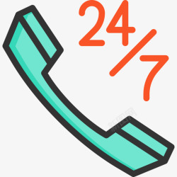 6小时24小时客户服务6线性颜色图标高清图片