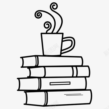 书籍和咖啡阅读茶点图标图标