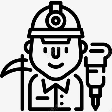 矿工职业和工作直系图标图标