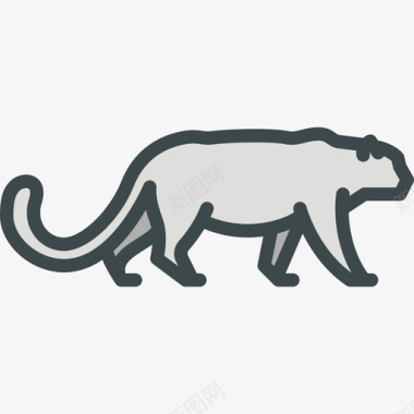 雪豹森林动物3线形颜色图标图标