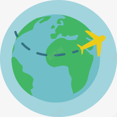 地球旅行和运输圆平面图标图标