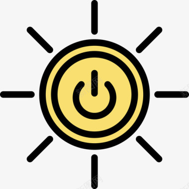 太阳能生态学7线性颜色图标图标