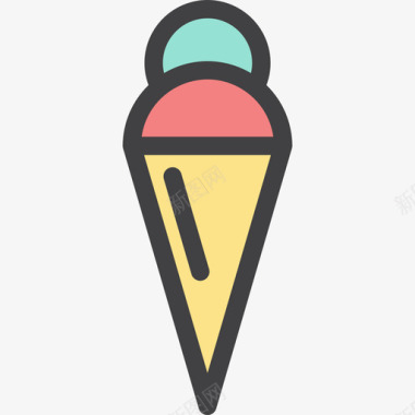 冰淇淋暑假4线性颜色图标图标