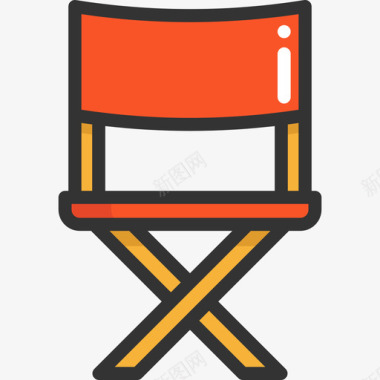 导演椅电影元素3线性颜色图标图标