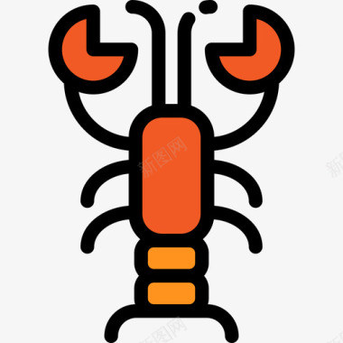 龙虾海洋生物2线形颜色图标图标