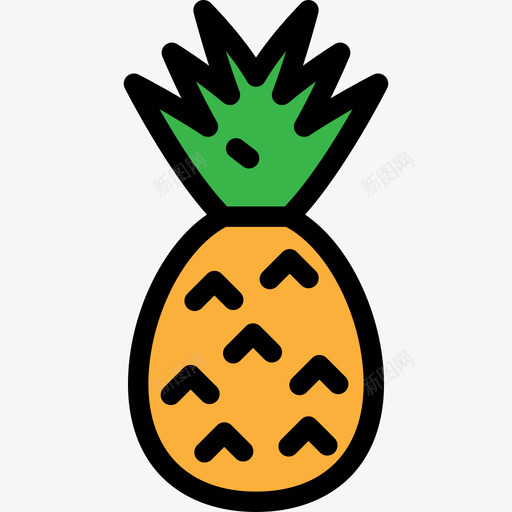 菠萝食品和餐厅大包装颜色线性颜色图标svg_新图网 https://ixintu.com 线性颜色 菠萝 食品和餐厅大包装颜色