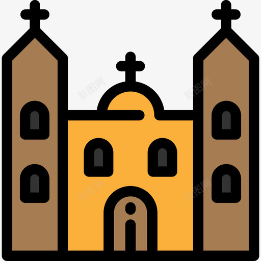 教堂墨西哥元素6线性颜色图标svg_新图网 https://ixintu.com 墨西哥元素6 教堂 线性颜色