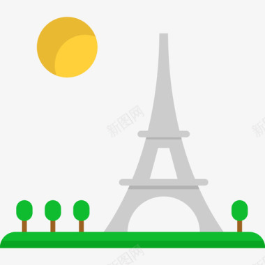 巴黎风景平坦图标图标