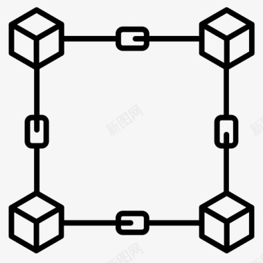 区块链连接加密货币图标图标