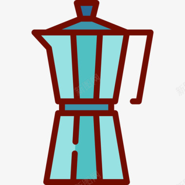 水壶咖啡店3线性颜色图标图标