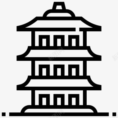 中国宝塔古代建筑图标图标