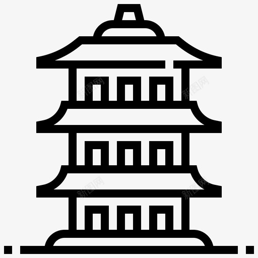 中国宝塔古代建筑图标svg_新图网 https://ixintu.com 中国宝塔 古代 地标 地标1线 建筑