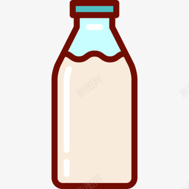 奶瓶咖啡店3线性颜色图标图标