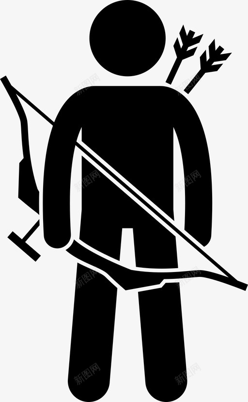 弓箭手弓携带图标svg_新图网 https://ixintu.com 人 弓 弓箭手 手持武器的人 护林员 携带