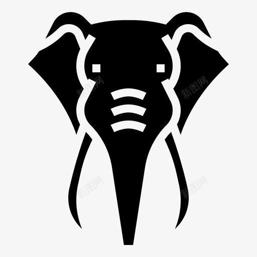 大象非洲动物图标svg_新图网 https://ixintu.com 动物 大象 头 非洲 非洲符号雕文