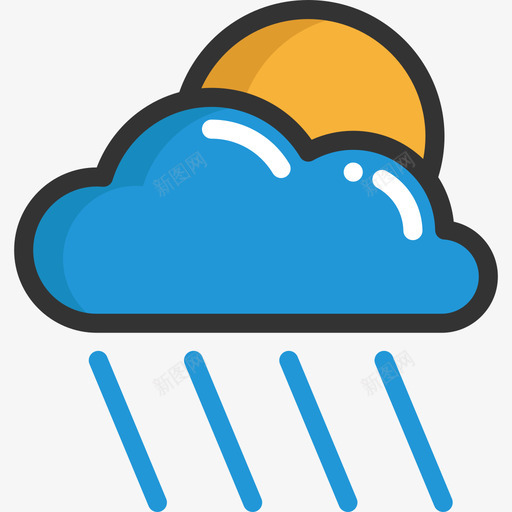 雨秋元素5线条色彩图标svg_新图网 https://ixintu.com 秋元素5 线条色彩 雨