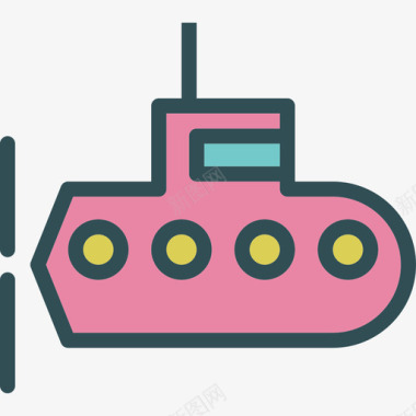 潜艇运输2线性颜色图标图标