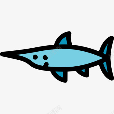 旗鱼海洋生物2线形颜色图标图标