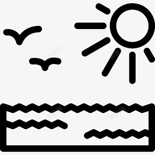 阳光海滩和露营2线性图标svg_新图网 https://ixintu.com 海滩和露营2 线性 阳光