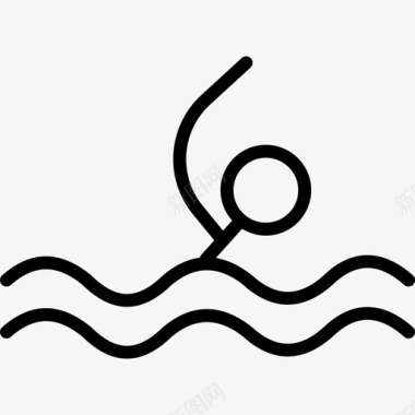 游泳运动员运动和游戏直线型图标图标